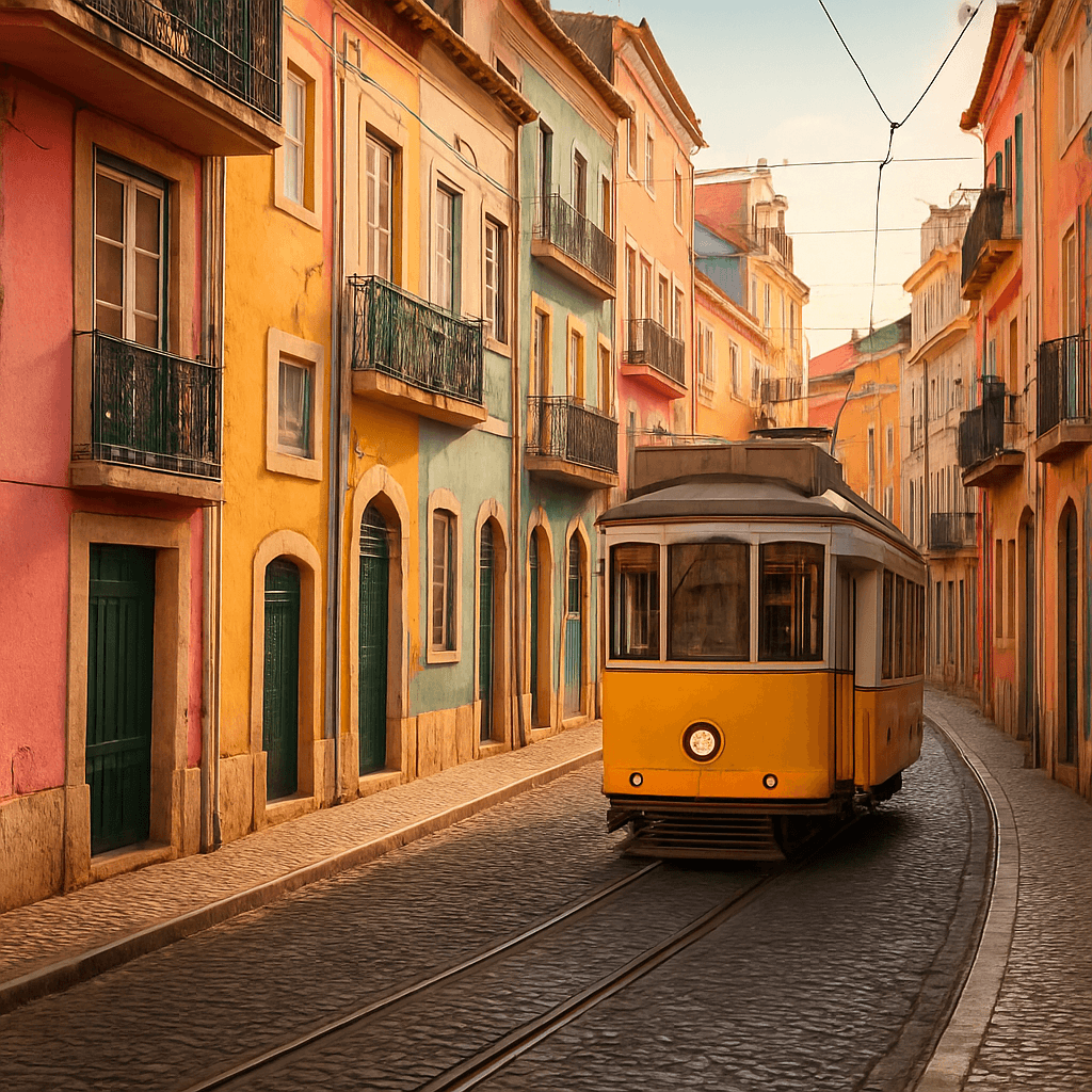 Colorful creative European city street